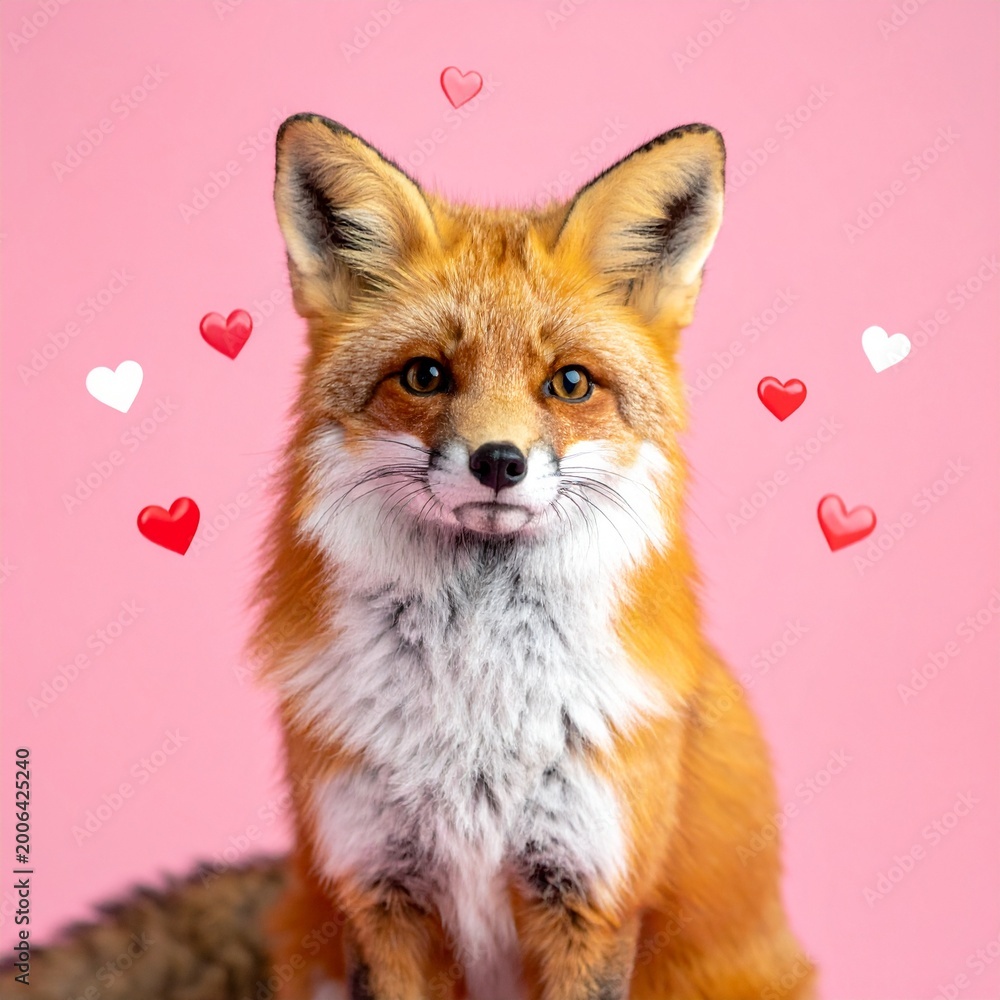 Fototapeta premium Niedlicher Fuchs mit Herzen