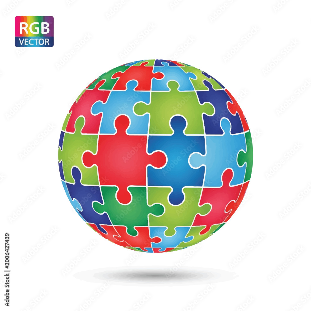 Obraz premium Colorful Puzzle Globe Symbolizing Global Unity and Environmental Awareness.