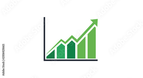 Free Download Green Bar Chart with Upward Arrow and Growing Trend Line - GFXLoad