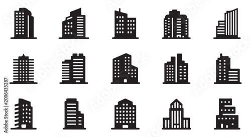 Bild auf Leinwand Abstract building facade icons modern architectural styles.