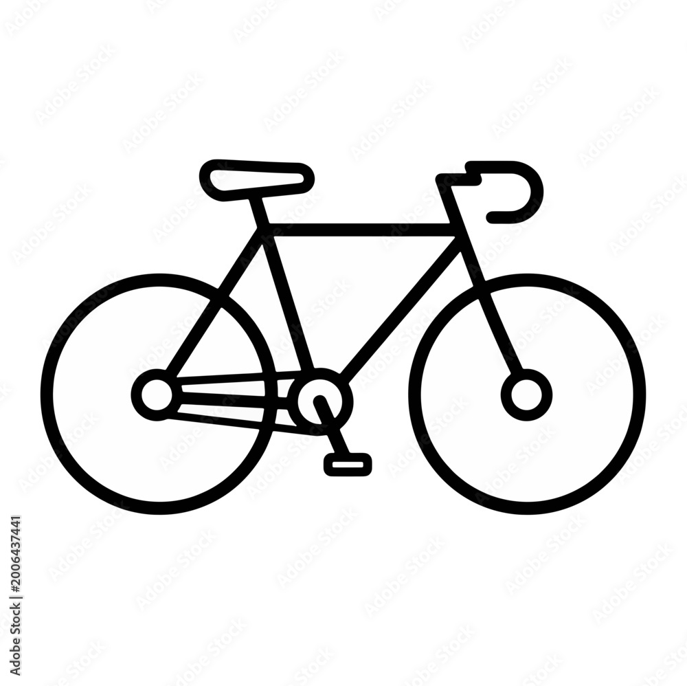 Obraz premium Simple black bicycle line icon illustration on clean white background