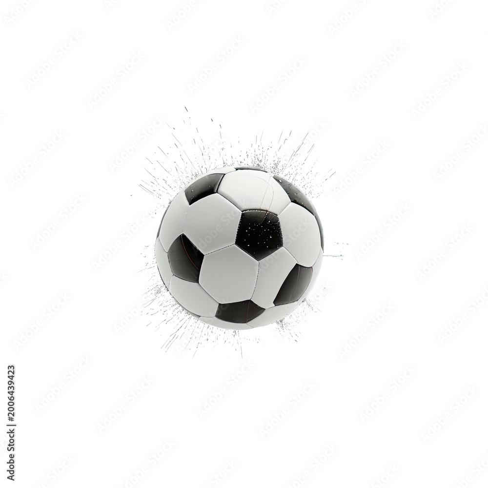 Naklejka premium Classic black & white sphere with splash effect against a black background