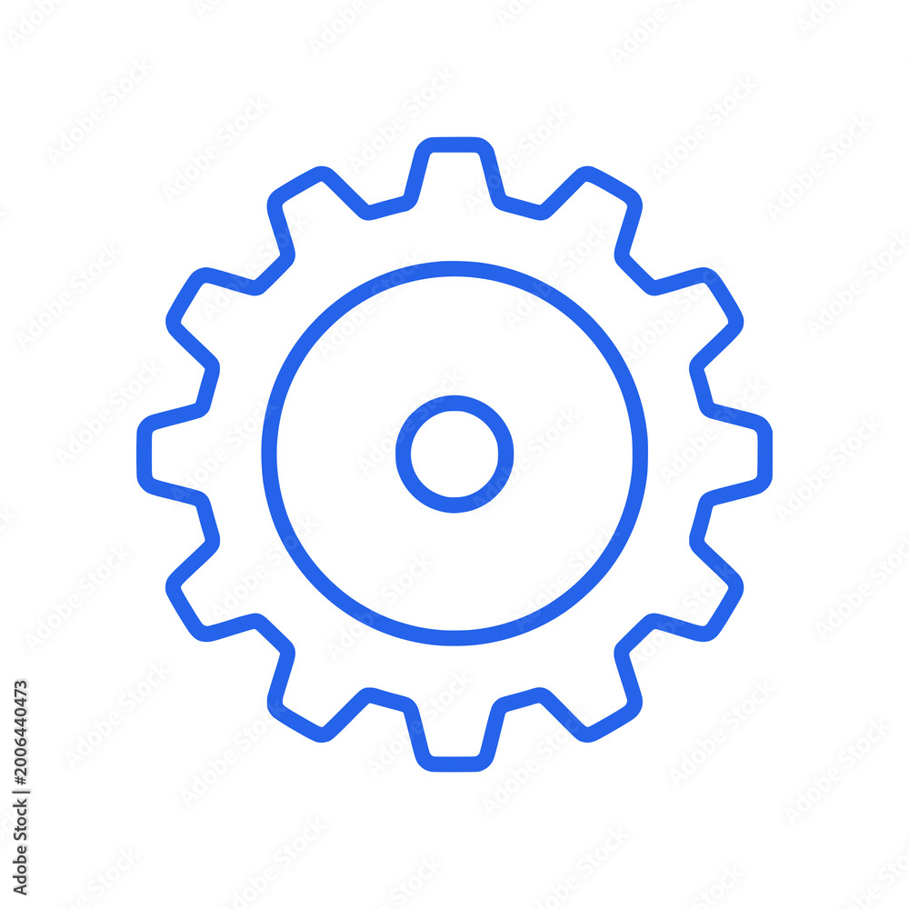 Obraz premium Minimal tech settings gear icon with simple shape and center hole. Clean flat SVG design ideal for configuration, system controls, and technology interfaces.