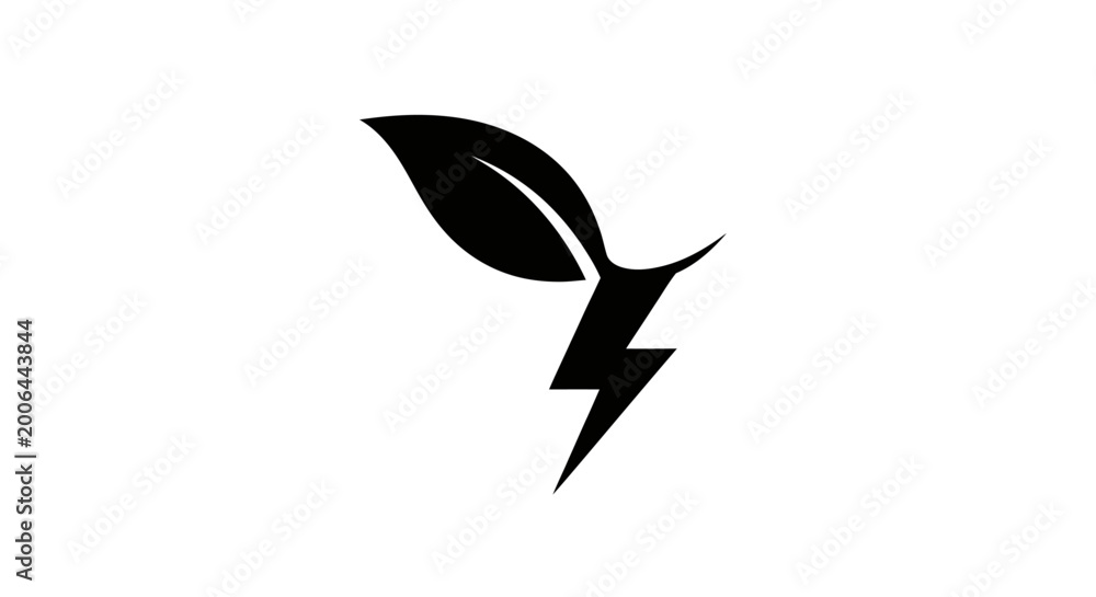 Obraz premium Black leaf lightning bolt logo symbol.
