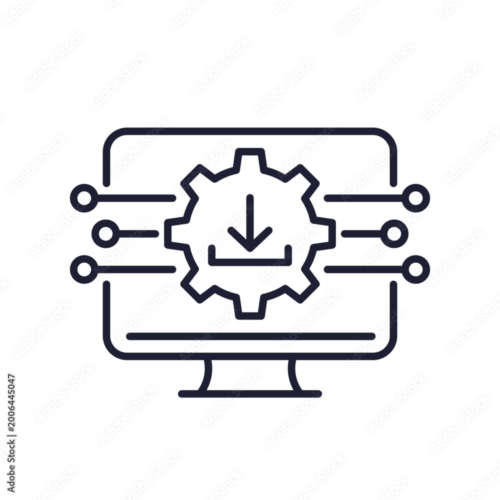 Fototapeta premium software update line icon, download new firmware
