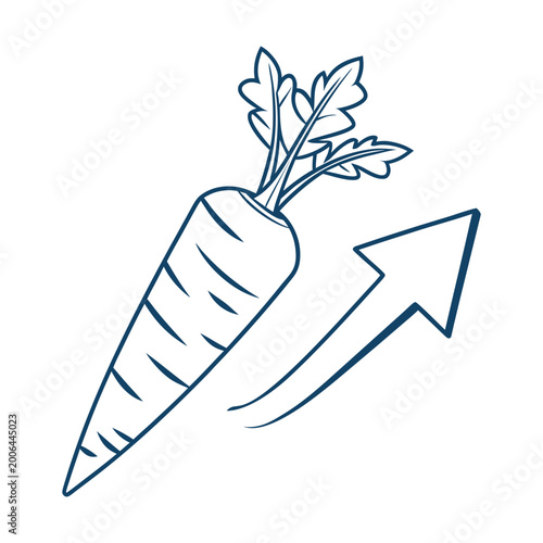 Carrot Growth Up Arrow Healthy Food Progress Minimal Line Art Illustration