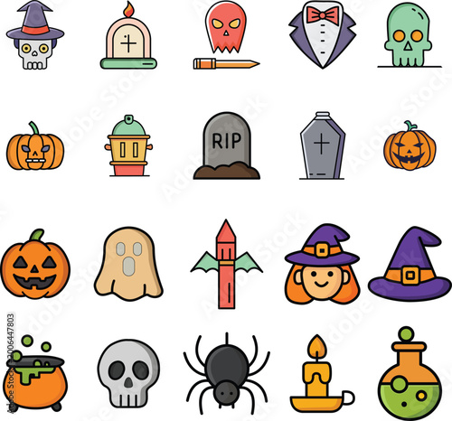 Large Collection of Halloween Spooky Icons
