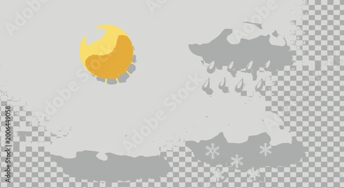 Tableau sur toile Weather forecast icons representing sun, clouds, rain, and snow on a transparent