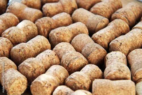 Wine and champagne corks background is close