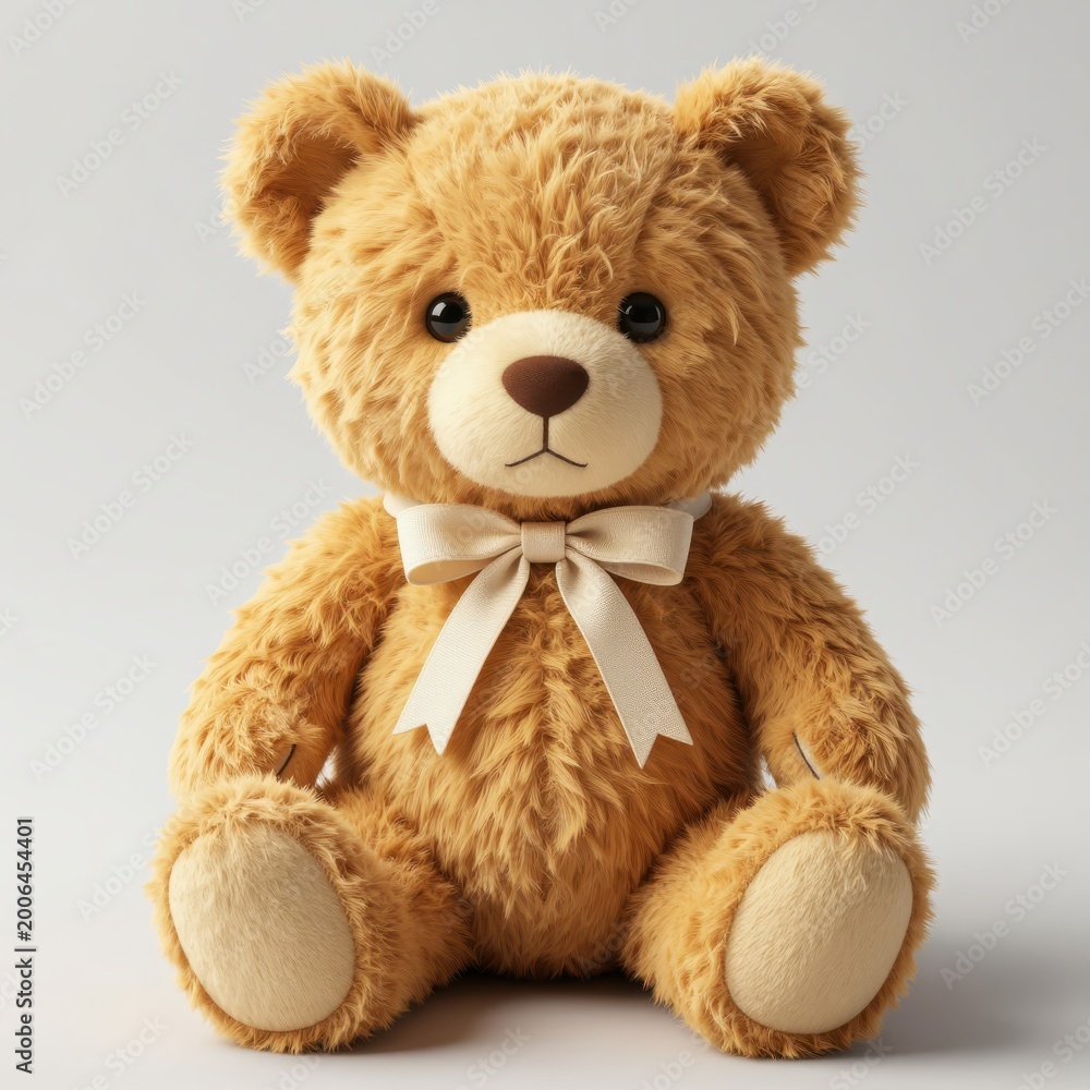 Obraz premium Teddy Bear Sitting on Clean Studio Surface