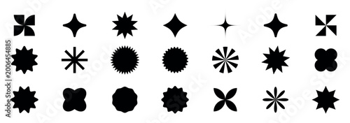 Sparkles and starbursts symbol icons. Star shapes and sparkle collection. Vector illustration.