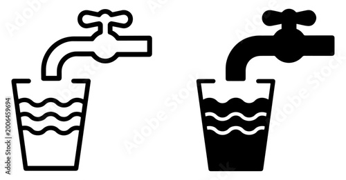 Foto drinking water icon faucet glass vector