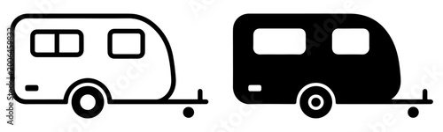 Tableau sur toile caravan camper trailer icon outline filled
