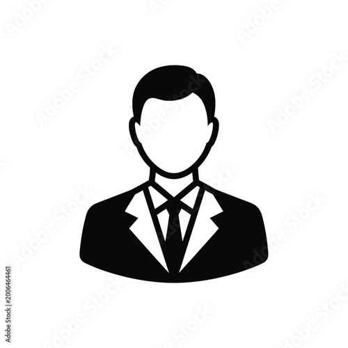 silhouette of a businessman in a suit and tie simple black and white icon on a transparent background high quality