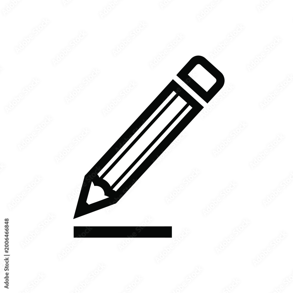 Fototapeta premium black pencil with horizontal line icon on a white background simple graphic design high quality professional detailed modern elegant stylish