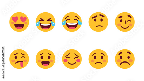 Принти на полотні Emoticons of Emotions: A colorful array of expressive emoticons convey various states of mind, offering a glimpse into human emotion