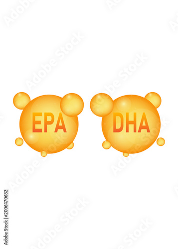 Obraz na plátně Essential nutrients EPA and DHA represented as glossy golden bubbles