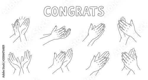 Hands clapping in different positions.
