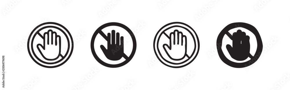 Fototapeta premium No Touch Warning Icon Set - Forbidden Hand Gesture Sign