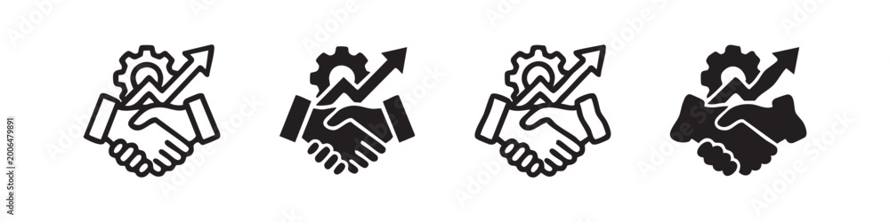Fototapeta premium Industrial Partnership Growth Business Cooperation Icon Set
