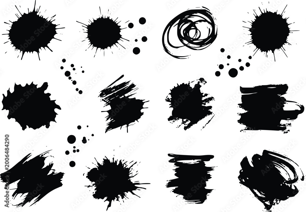 Fototapeta premium Black Ink Brush Strokes Vector Illustration