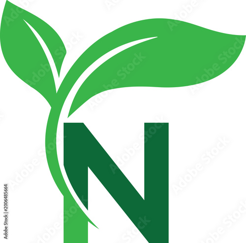 letter n with leaf icon
