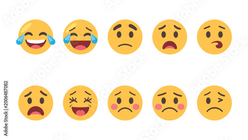 Quadro su tela Emotional Spectrum: A vibrant collection of emoji expressions captures the wide range of human emotions, from laughter to sorrow, offering a visual representation of feelings