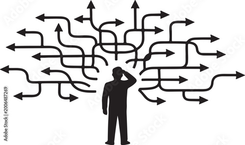 фотографія Confused man thinking about many different path directions