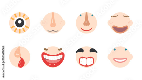 Tableau sur toile Emotive Emoji Faces: A collection of emoji faces, each expressing a distinct emotion, from joyful smiles to expressions of surprise, anger, or confusion