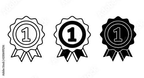 Award ribbons, winner badges, number one labels, icon set