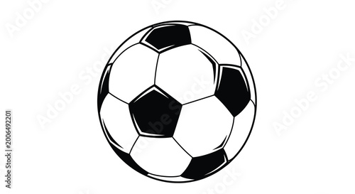 Classic soccer ball with pentagonal and hexagonal panels black and white silhouette high quality professional detailed modern elegant stylish clean crisp