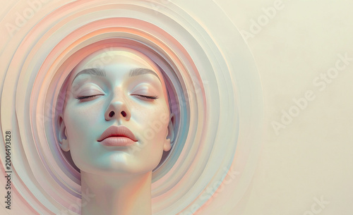 Abstract human face with copy space symbolizing mental health balance
