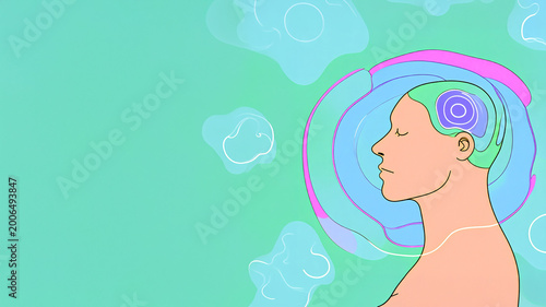 Abstract human face with copy space symbolizing mental health balance
