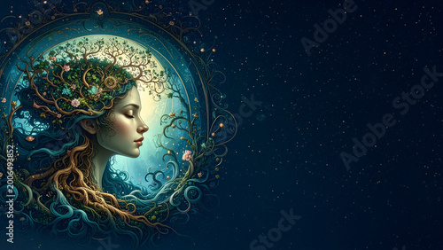 Abstract human face with copy space symbolizing mental health balance
