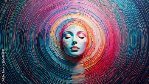 Abstract human face with copy space symbolizing mental health balance
