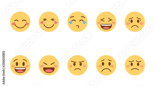 Canvastavla Expressive Array: A spectrum of emotions is depicted through a collection of smiley face icons, showcasing a range of feelings