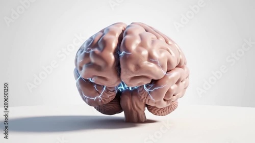 3D Human Brain Rotation with Electrical Neural Activity - Medical Science Animation
