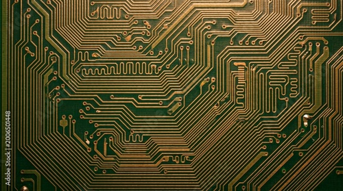Printed circuit board, technology background and electrical components tech macro collection, hardware detail, copy space,semiconductor extreme close-up