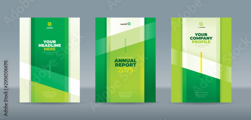 Obraz na płótnie Minimalist corporate featuring clean green and lime geometric layers with professional vertical bars