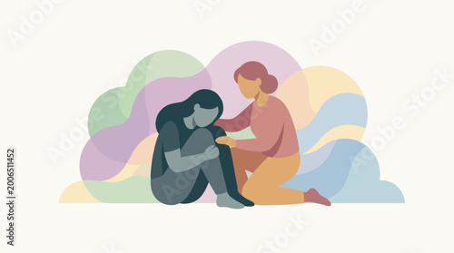 Woman Offering Comfort and Support to a Sad Friend in Need of Mental Health Assistance