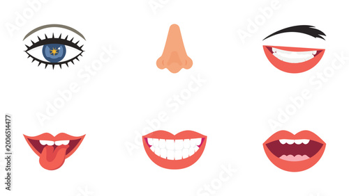 Fotografija Emotions Expressed: A collection of facial features that each communicate a different feeling