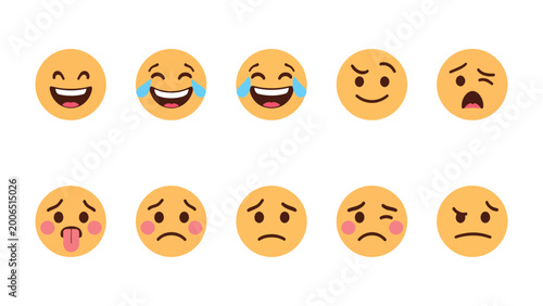 Bild auf Leinwand Emoji Expressions of Emotion: A vibrant collection of expressive emoji, each conveying a distinct emotional state, showcasing the diverse spectrum of human feelings