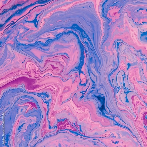 Vibrant pink and blue marbled liquid background texture