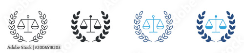 Fotografia Justice balance laurel icon set