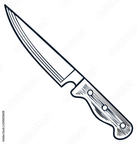 Hand-Drawn Kitchen Knife Illustration: Vintage Style Cooking Utensil for Culinary Design