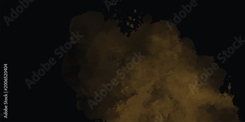 Konstfotografi Premium gold and brown watercolor splatter texture on black background for luxury design