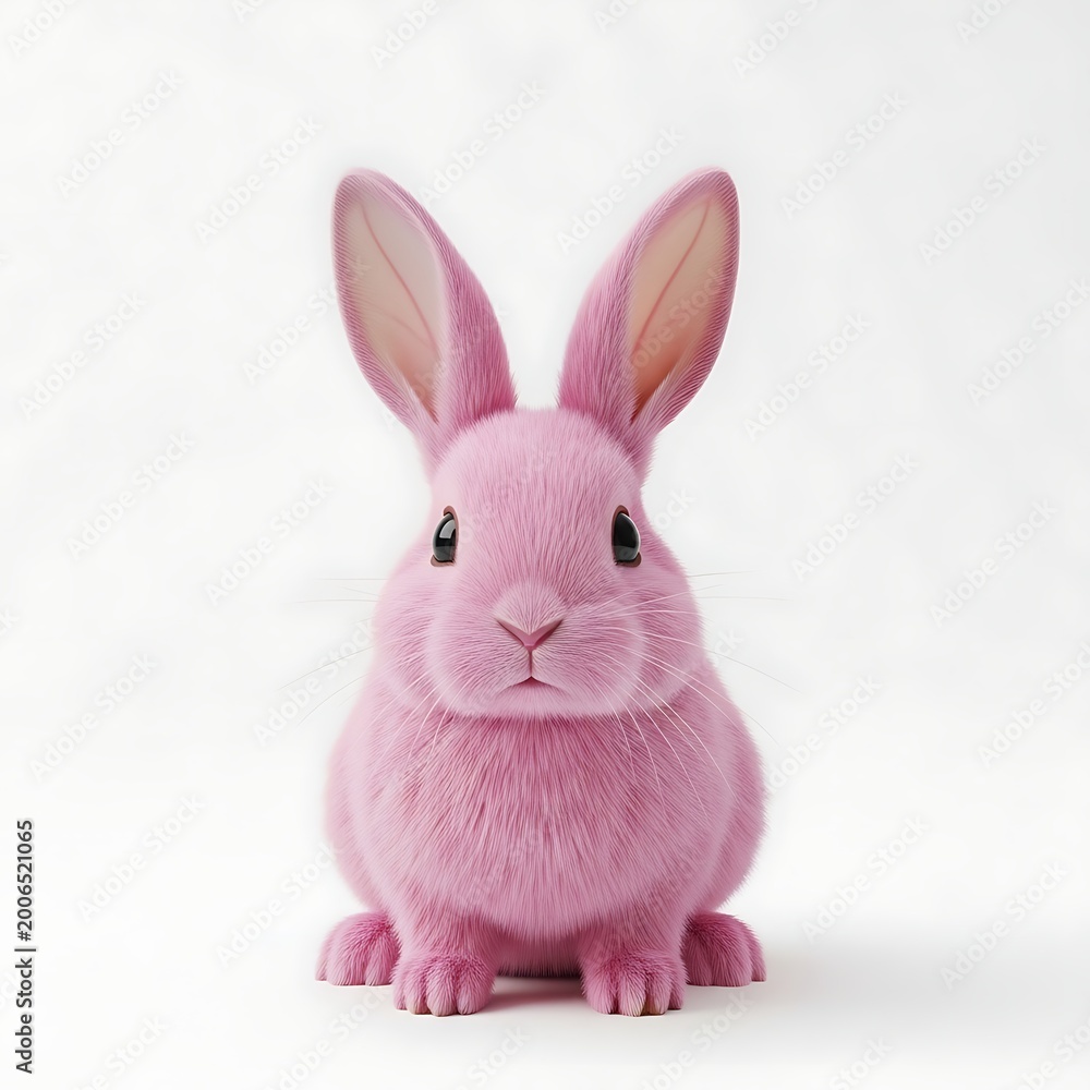 Obraz premium Pink Bunny Rabbit Statue on White Background.