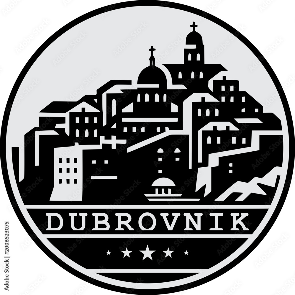 Fototapeta premium Dubrovnik Skyline Vector Icon