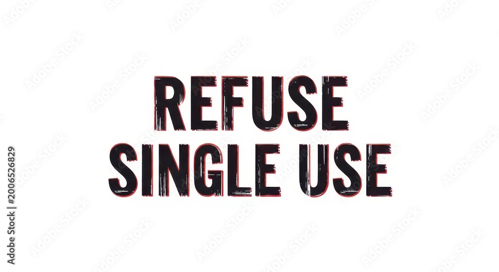 Obraz premium REFUSE SINGLE USE PLASTIC PRODUCTS FOR A SUSTAINABLE FUTURE TODAY ecological message environmental a