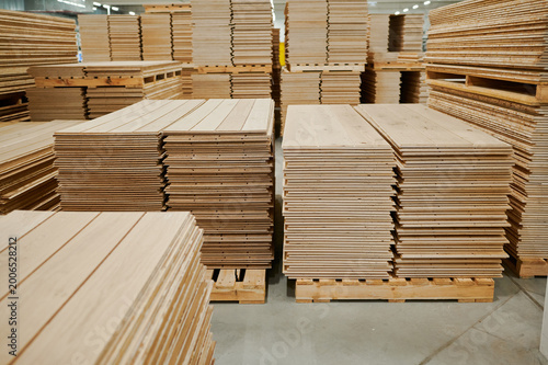 Stacks of freshly cut wood ready for construction